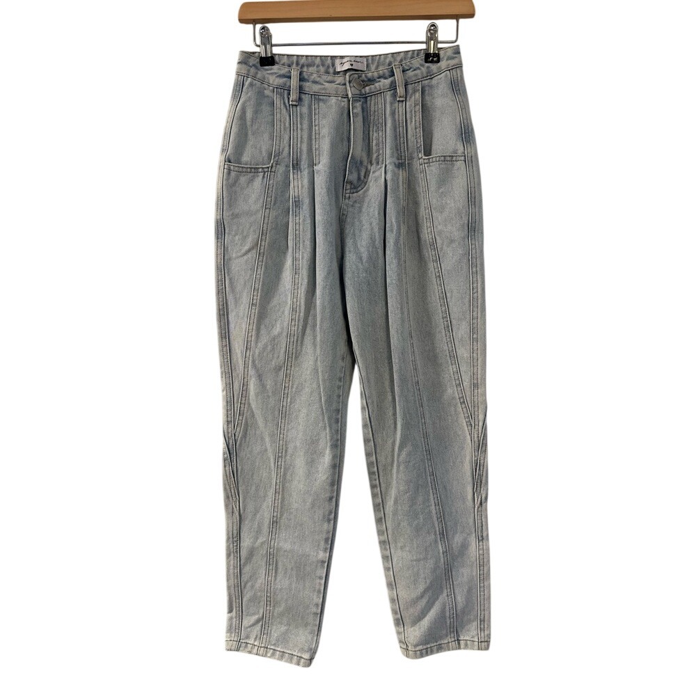 High-Rise Light Blue Panel Seam Jeans